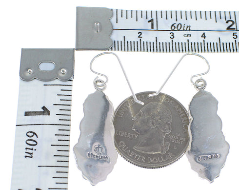 Authentic Sterling Silver Turquoise Hook Dangle Earrings RX55258